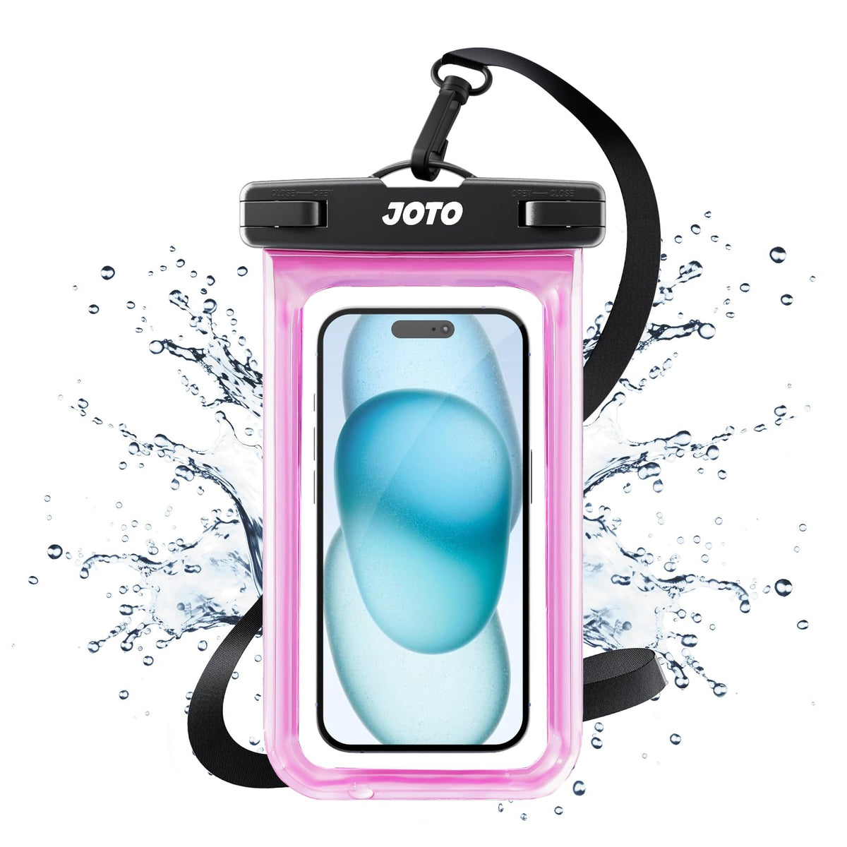 JOTO Waterproof Phone Pouch Cellphone Dry Bag Case for iPhone 16 15 14 13 12 Pro Plus Max XR X 8 7 6S SE, Galaxy S23 S22 S22+ S21 up to 7" -Pink