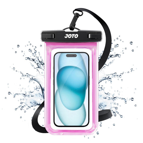 JOTO Waterproof Phone Pouch Cellphone Dry Bag Case for iPhone 16 15 14 13 12 Pro Plus Max XR X 8 7 6S SE, Galaxy S23 S22 S22+ S21 up to 7" -Pink