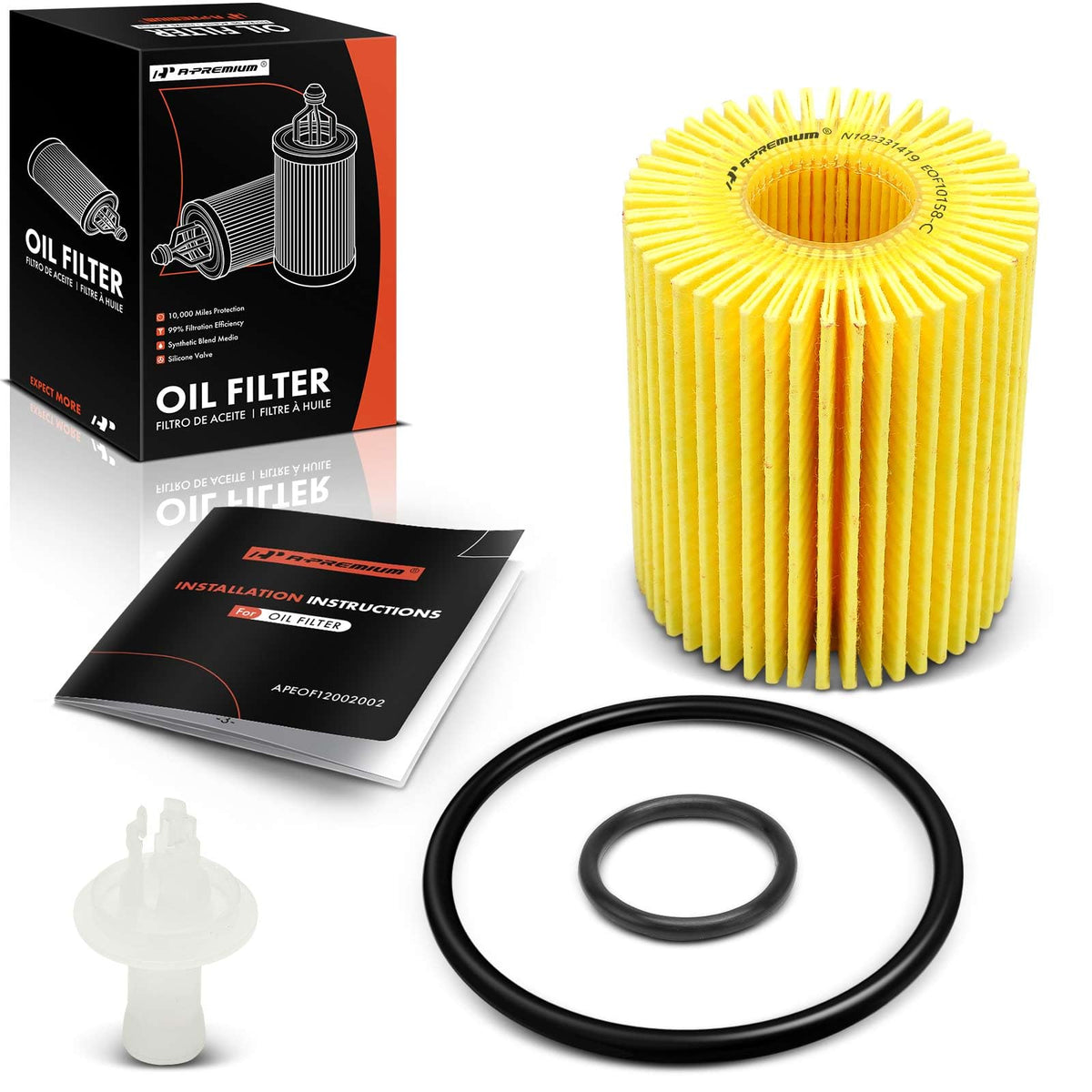 A-Premium 10K Miles Protection Oil Filter Compatible with for Toyota Tundra 2011-2014, 4Runner 2010-2023, FJ Cruiser 2010-2014 & Lexus IS250/300/350, GS300/350/450h/460, LS460/500/600h, RC300/350