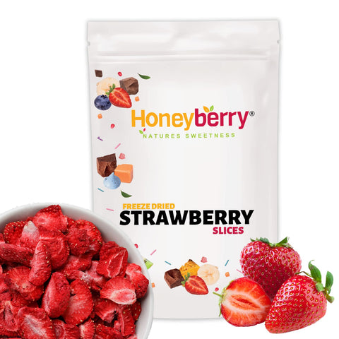 Freeze Dried Strawberry Slices 50g - 100% Natural Healthy Dry Strawberry - Perfect for Snacking, as Cake Decorations and Cocktail Garnish - Dehydrated from Frozen Berry Fruits for Drinks and Snack