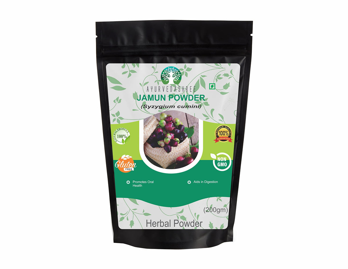 AYURVEDASHREE Jamun Seed Powder 200 Gm I Eugenia Jambolana I Indian BlackBerry I Java Plum I Non GMO I Vegan I GMP Certified I Gluten Free