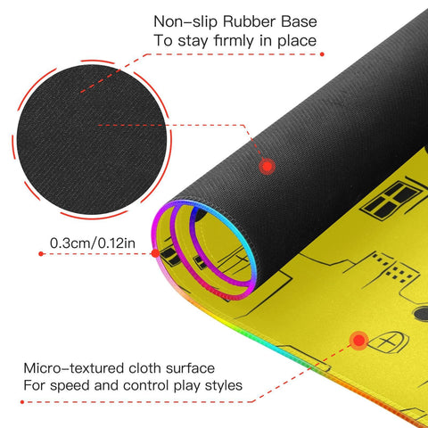Black Cat Roof Wireless Charging Mouse Pad for Mobile Phone Extra Large Gaming Mousepad with 13 Lighting Modes Mouse Mat for Gaming MacBook PC Laptop Desk Office Home