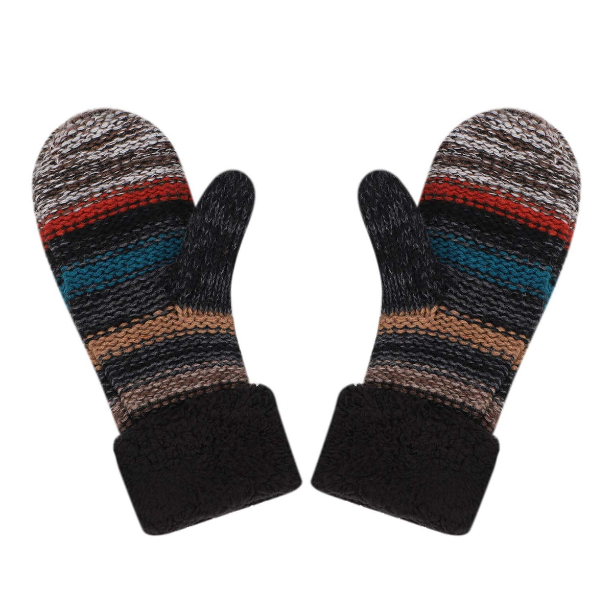 ITODA Womens Gloves Winter Thermal Knitted Gloves Thick Fleece Lined Insulated Warm Mittens Ladies Girls Full Finger Hand Warmer Mittens Ski Cycling Running Outdoor Gloves Birthday