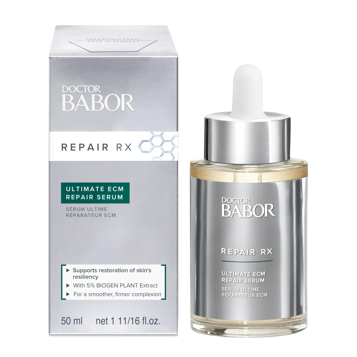 DOCTOR BABOR REPAIR RX Ultimate ECM Repair Serum, with Hyaluronic Acid, Boosts Collagen and Elasticity to Even Skin Tone, Fragrance Color Free