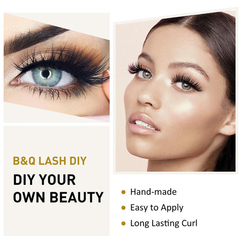 Lash Clusters C Curl 14mm DIY Lash Extensions 72 Clusters Lashes C D Curl B&Q LASH Wispy Volume Lashes Eyelash Clusters Extensions Individual Lashes Cluster DIY at Home (B17,C-14mm new)