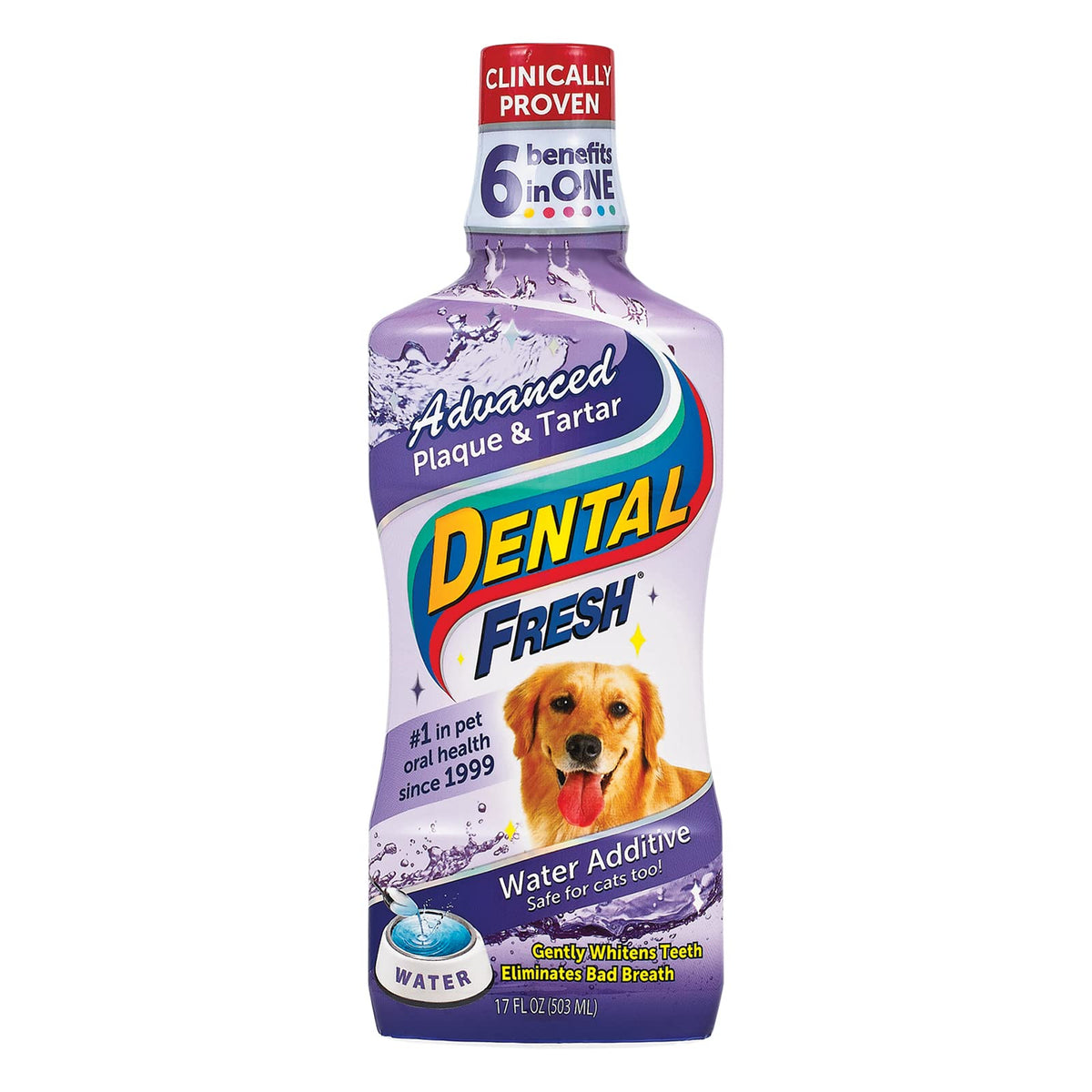 Dental Fresh Water Additive - Original Formula for Dogs - Clinicially Proven, Simply Add to Petâ€™s Water Bowl to Whiten Teeth, Eliminate Bad Breath, and Improve Oral Health (17 oz)