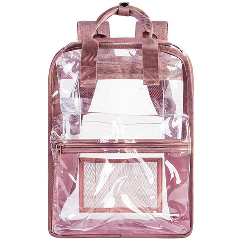ZLYERT Clear Backpack, Heavy Duty Transparent Bookbag, Large See Through PVC Backpacks for Women and Men - Pink