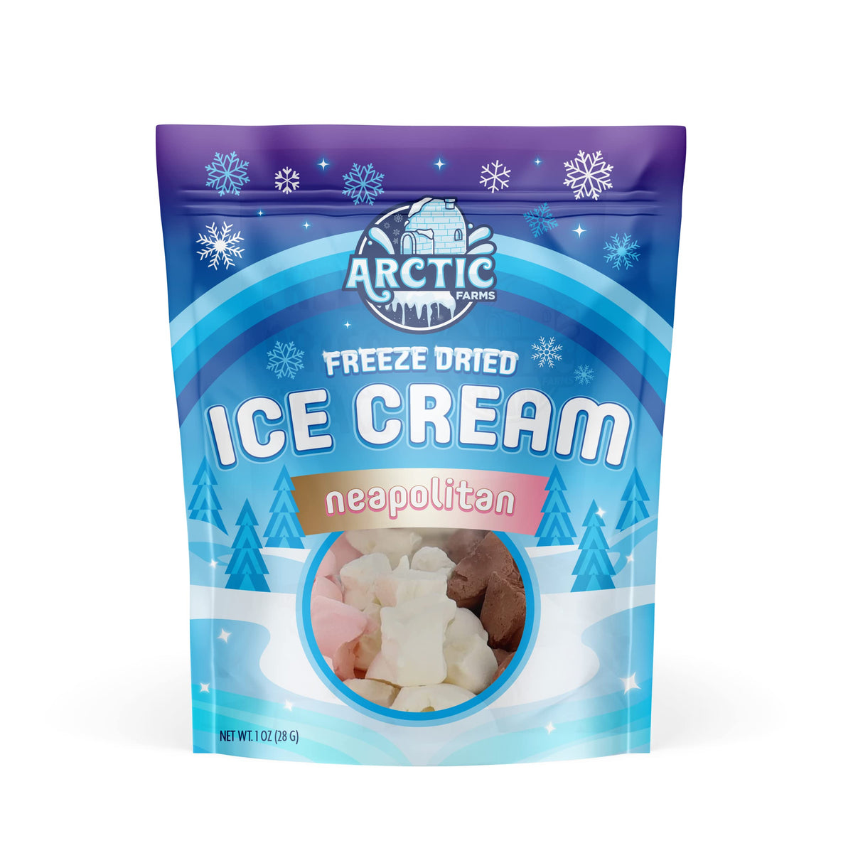 Arctic Farms Freeze Dried Ice Cream that Does Not Melt (Neapolitan, 1 Ounce)