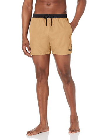 BOSS Men's Medium Length Solid Swim Trunk, Iconic Camel, Large