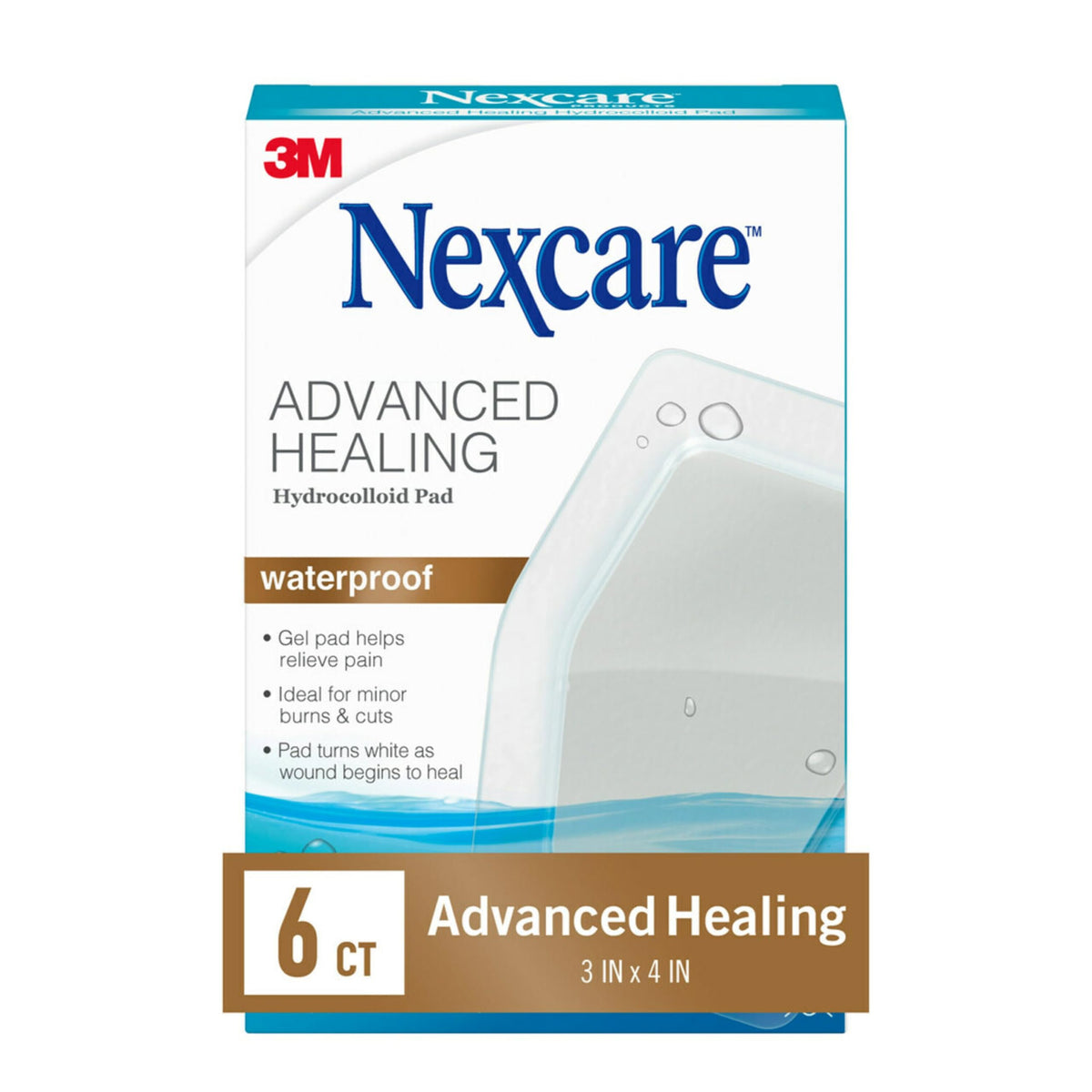 3M Nexcare Advanced Healing Waterproof Bandages: 3 in. x 4 in. / 6-Count (Clear)