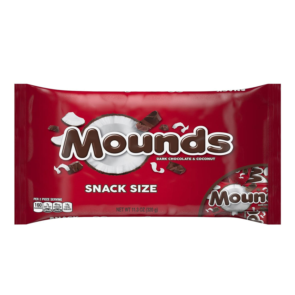 MOUNDS Dark Chocolate and Coconut Snack Size, Candy Bag, 11.3 oz