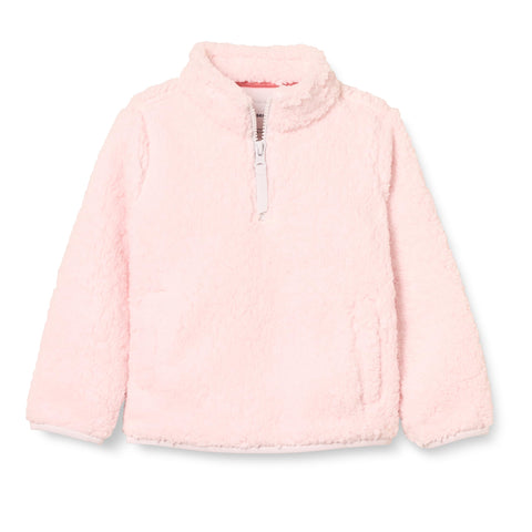 Amazon Essentials Girls Sherpa Fleece Quarter-Zip Jacket, Light Pink, 8 Years