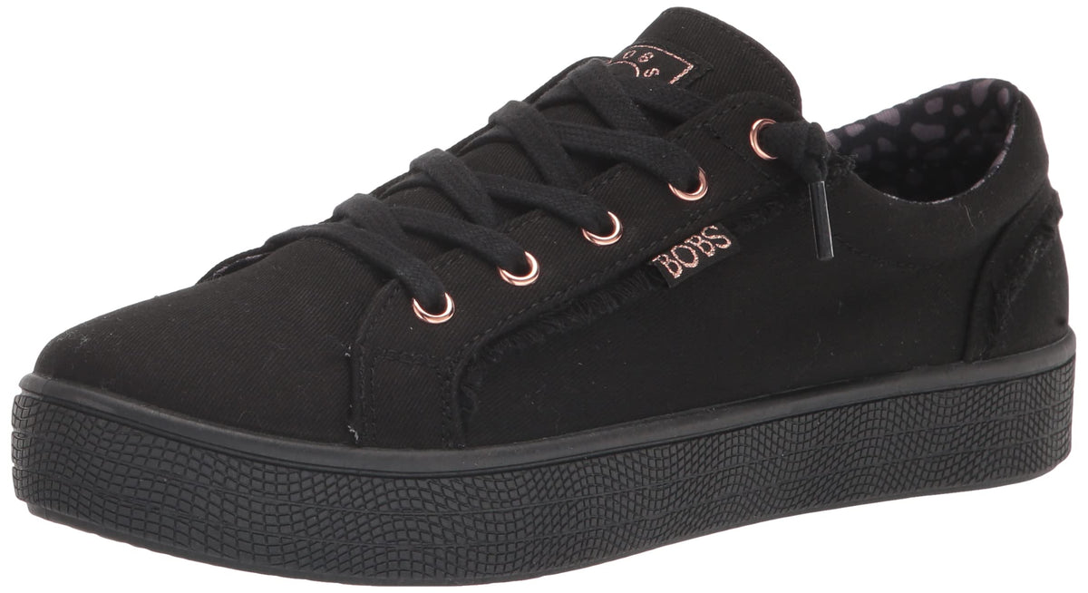 Skechers Women's Bobs 113328 P Sneaker, Black Black, 9.5