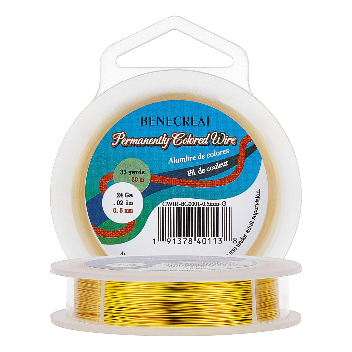 BENECREAT 24-Gauge Tarnish Resistant Gold Wire, 98-Feet/33-Yard