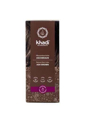 khadi ASH BROWN Natural Hair Color, Colours your hair to an ashy, cool dark brown, Hair dye 100% plant-based & vegan, Certified natural cosmetics, 100g