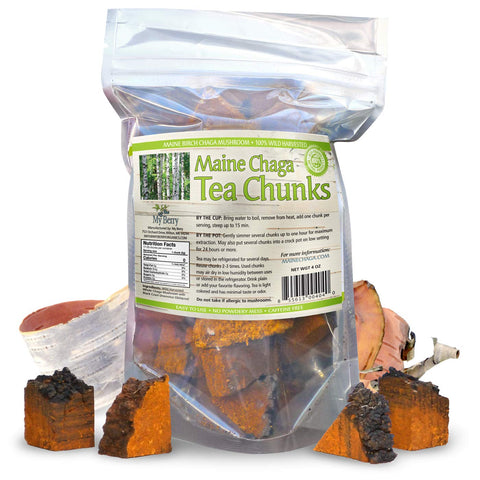 Maine Chaga Mushroom Tea Chunks, 4oz, Wild Harvested, No Pesticides, Not sourced From Russia