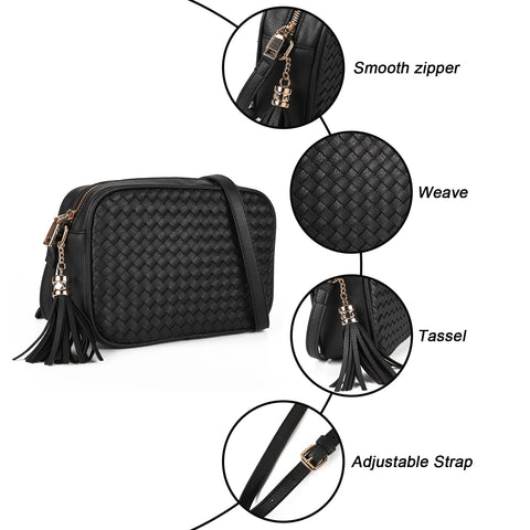 Gladdon Crossbody Bags for Women Woven Ladies Handbags Waterproof Shoulder Bags Multipocket Leather Messenger Bag