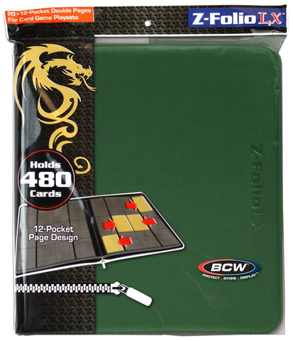 BCW Supplies 12-Pocket Z-Folio LX Trading Card Albums, Green