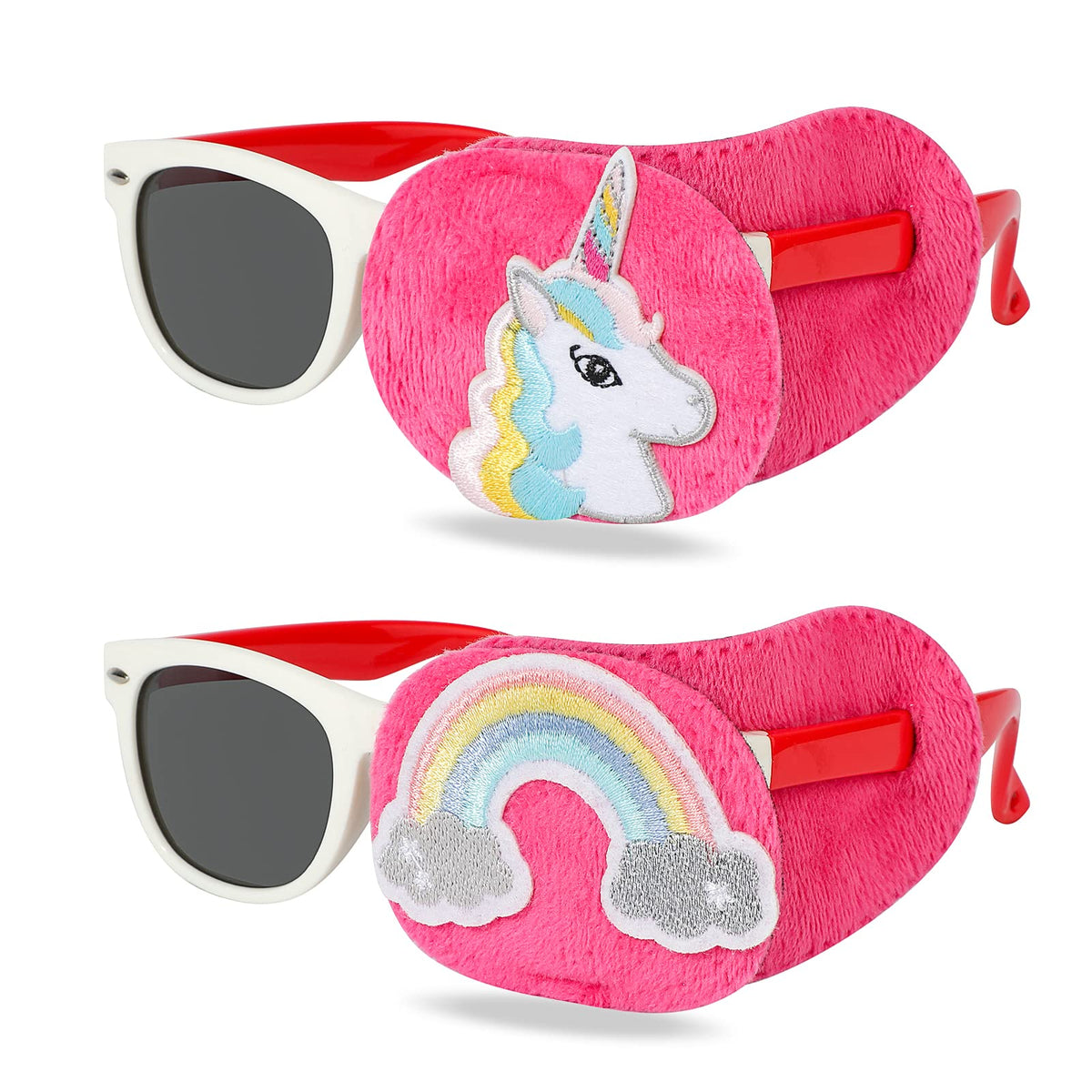 HIFOT 2pcs Eye Patches for Kids Girls Boys, Soft Eye Patch for Glasses Eyepatch for Adults Children Lazy Eye Amblyopia Strabismus to Cover Either Eye (Pink, To Cover Left Eye)