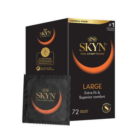 SKYN Large Condoms Pack of 72 / Skynfeel Latex Free Condoms for Men, Extra Large Condoms, XL Condoms, Thin Condoms, Smooth Straight Shape, 56mm Wide