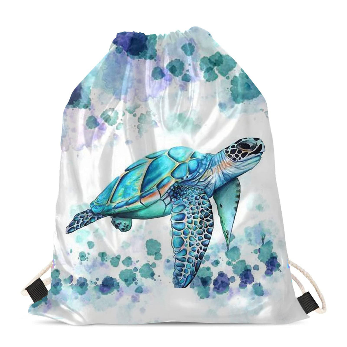 Showudesigns Aqua Sea Turtle Drawstring Swimming Bag for Kids Boys Girls String Cinch Sack Sport PE Gym Backpack Hippie Tie Dye Draw String Pouch Blue