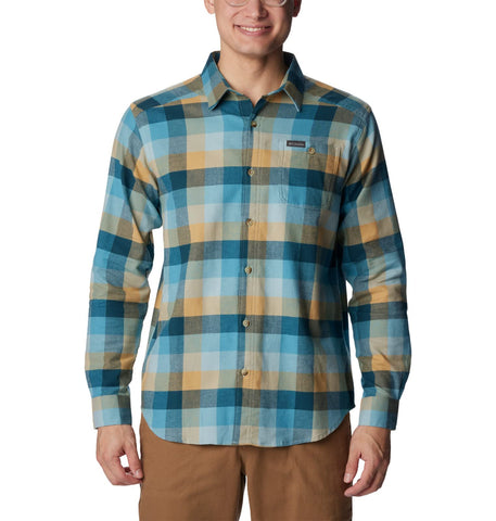 Columbia Men's Cornell Woods Flannel Long Sleeve Shirt, Stone Blue Buffalo Check, XX-Large