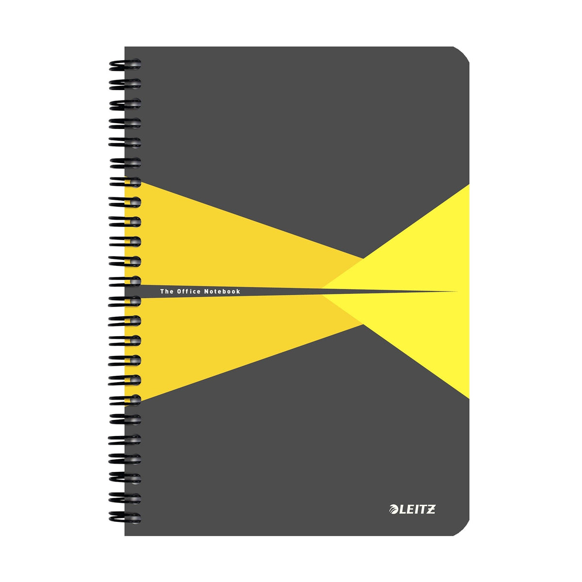 Leitz A5 Stiff Cover Notebook, Yellow (Wire Bound, 90 Sheets, Ruled, 1 Bookmark, 90 GSM Ivory Paper, Office Range)