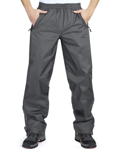 33,000ft Men's Waterproof Trousers Lightweight Breathable Rain Overtrousers, Outdoor Windproof Rain Over Pants for Golf Hiking Fishing Cycling Gray M/32 Inseam