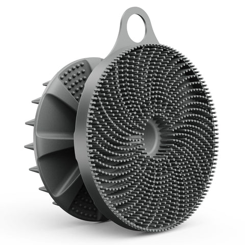 BEAUTAIL 2 in 1 Silicone Brush, Body Shower Scrubber and Scalp Hair Massager Shampoo Brush, Deeply Cleanse Skin, Dandruff Removal and Hair Growth, Gentle for Women Men Sensitive Skin (Charcoal)