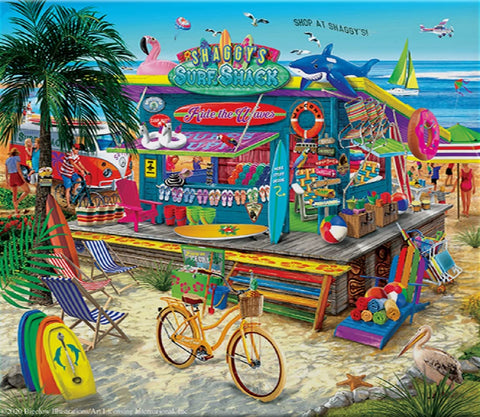 SUNSOUT INC - Shaggy's Surf Shop - 300 pc Jigsaw Puzzle by Artist: Bigelow Illustrations - Finished Size 21" x 24" - MPN# 31570