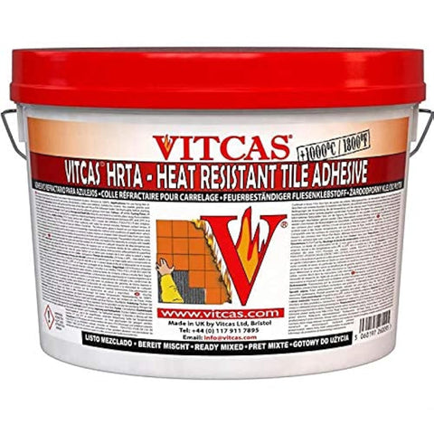 VITCAS Heat Resistant Tile Adhesive - Ceramic Tile Glue - Fireproof - Excellent Adhesion - For Fixing - Ready To Use - Indoor - Up to 1000 degree Celsius - 5KG