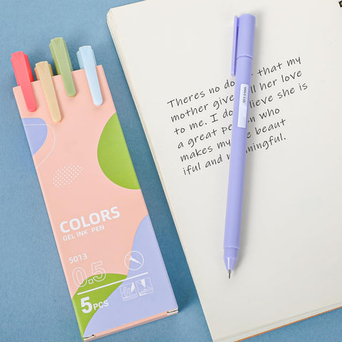 GEEHUA 5Pcs Colorful Ink Gel Pens, Fine Point 0.5mm Ball Point Pen Smooth Writing Pens Rollerball Pen for Journaling Note Taking Office School Supply Students (a)