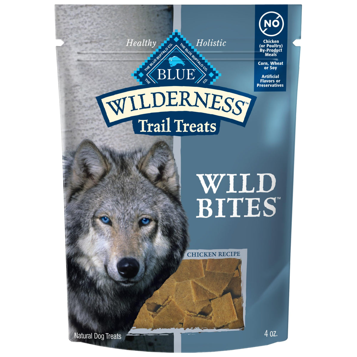 Blue Buffalo Wilderness Trail Treats Wild Bites High Protein Grain Free Soft-Moist Dog Treats, Chicken 4-oz bag