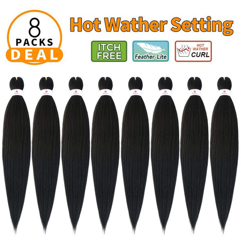 Beyond Beauty EZ Braid Pre Stretched Braiding Hair 8Packs-26inch Professional Yaki Texture Synthetic Hair(#1B)