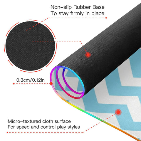 Blue Wave Texture Wireless Charging Mouse Pad for Mobile Phone Extra Large Gaming Mousepad with 13 Lighting Modes Mouse Mat for MacBook PC Laptop Desk Office Home Gaming
