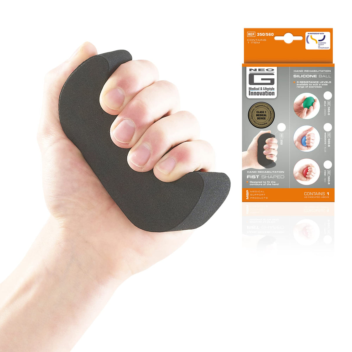 Neo G Hand Exerciser Fist Shaped - Hand Grip Strengthener - Forearm Strengthener - Finger Strengthener - Wrist Strengthener - Improve Grip, Flexibility, Function & Mobility - Class 1 Medical Device