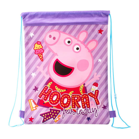 Templar Peppa Pig Kids Drawstring PE Swimming Football Sports Travel Gym School Bag Lightweight, Multicolour, 44 x 33