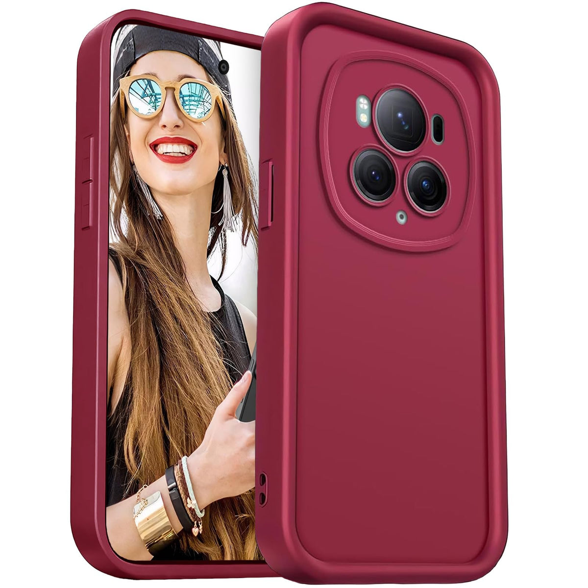 DESSEN Case for Honor Magic 6 Pro 5G / Magic6 Pro 5G - Flexible Silicone Cover Camera Protection Shockproof Phone Case Soft Lightweight TPU Bumper Shell, Wine Red