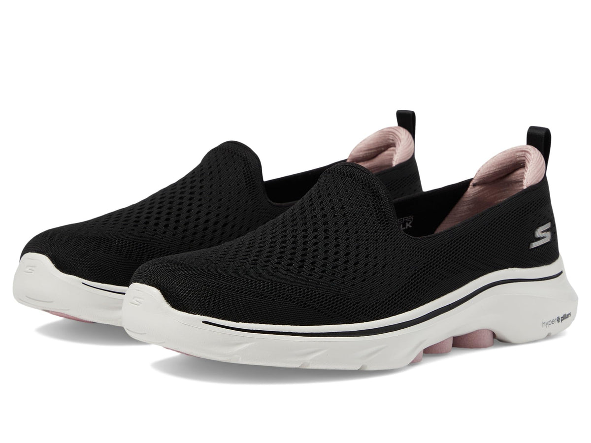 Skechers Women's Go Walk 7 Vina Sneaker, Black/Pink, 9.5