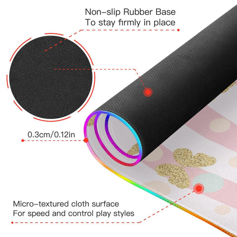 Glittering Butterflies Wireless Charging Mouse Pad for Mobile Phone Extra Large Gaming Mousepad with 13 Lighting Modes Extended Desk Mat for Office Home Gaming MacBook PC Laptop Desk