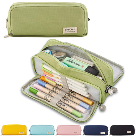 X SIM FITNESSX Pencil Case Teenager Girls Pencil Case 3 Compartments Boys Large Capacity Pencil Case for School & Office (Green)