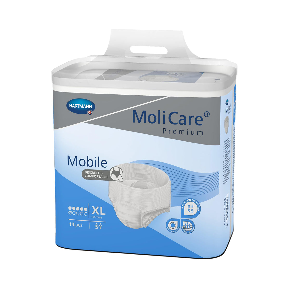 Molicare Premium Mobile 6 Drops (Formerly Molicare Mobile), Nappy Pants for Adults for Moderate to Heavy Incontinence, Discreet Packaging, Pack of 14