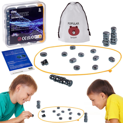 OSDUE Magnetic Chess Game, Educational Checkers Board Game Pebbles, Portable Magnetic Stones Game Chess Board, Strategy Game for Kids & Adults, Party Supplies for Kids Parent Interactive Game