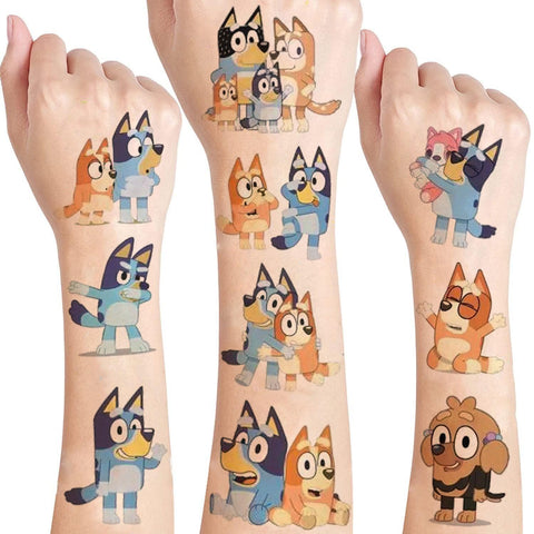 Generic 60PC Blue Temporary Tattoos for Kids, Kids Blue Birthday Party Supplies, Cute Party Favors Fake Tattoos Stickers Party Decorations for Kids Boys Girls School Rewards Gifts