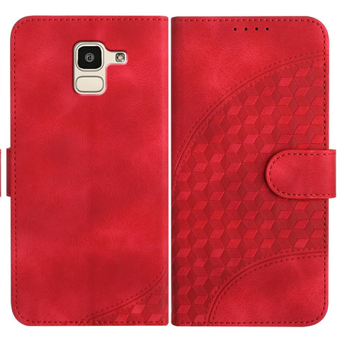 JayModCase Mobile Phone Case for Samsung Galaxy J6 2018, with Card Slot, Stand Function, Magnetic, PU Leather Case, Folio Flip Case, Compatible with Galaxy J6 2018, Red