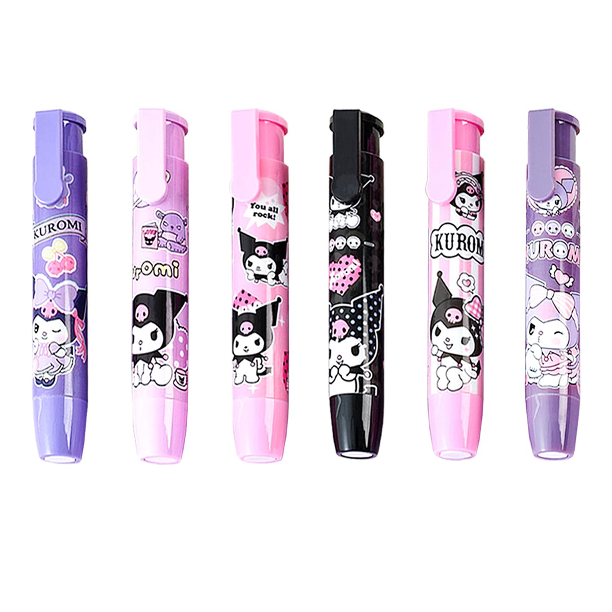 6Pcs Cartoon Cute Press on Erasers, Retractable Kawaii Rubber Pencil Erasers for Kids Writing Drawing, Funny Student Erasers Back to School Prizes Party Favors Suppliesâ€¦