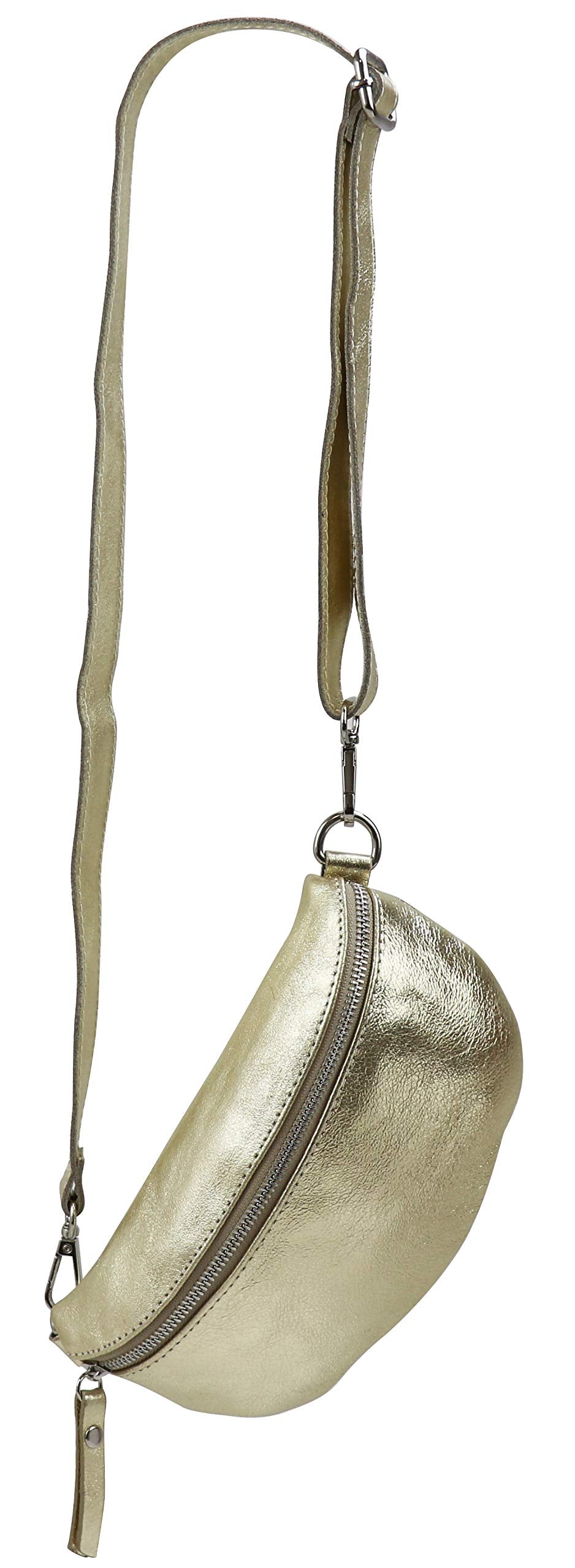 SH Leder ® AVA G292 Genuine Leather Waist Bag for Women Men Unisex Belt Bag for Festival Travel Bum Bag Small Crossbody Bag Women Leather Bag 23 x 12 cm, Gold, 23 x 12,50 x 7 cm