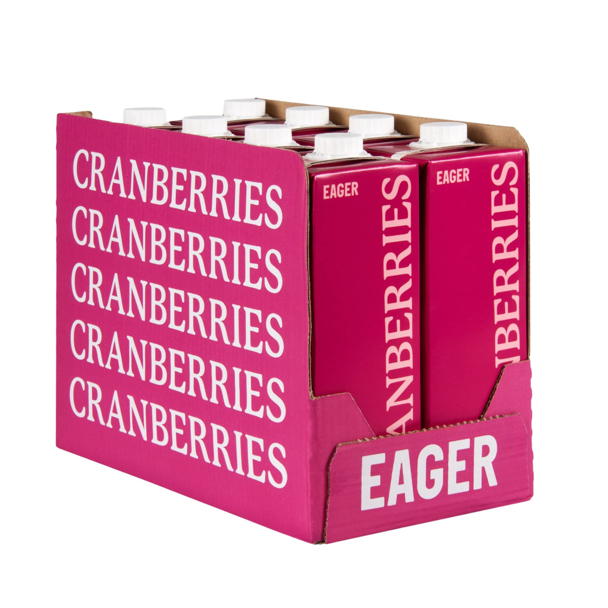 Eager Cranberry Juice Naturally Sweetened, Refreshing Fruit Drink, 1 Litre (Pack of 8)