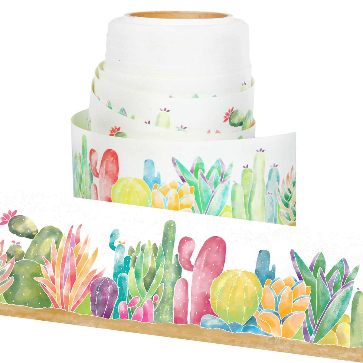 Youngever 52.5 ft Straight Border Trim, Bulletin Board Borders, Cactus Design