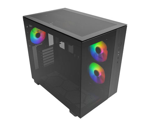 MONTECH King 65 PRO ATX Mid Tower Gaming PC Case, Dual Chamber, High Airflow Mesh Panels, Supports RTX 40 Series, 3 Pre-Installed ARGB Fans, Tool-Free Access, Tinted Glass - Black